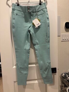 Samsheild Women’s Mint Riding Full Seat Breeches RARE COLOR and Swarovski